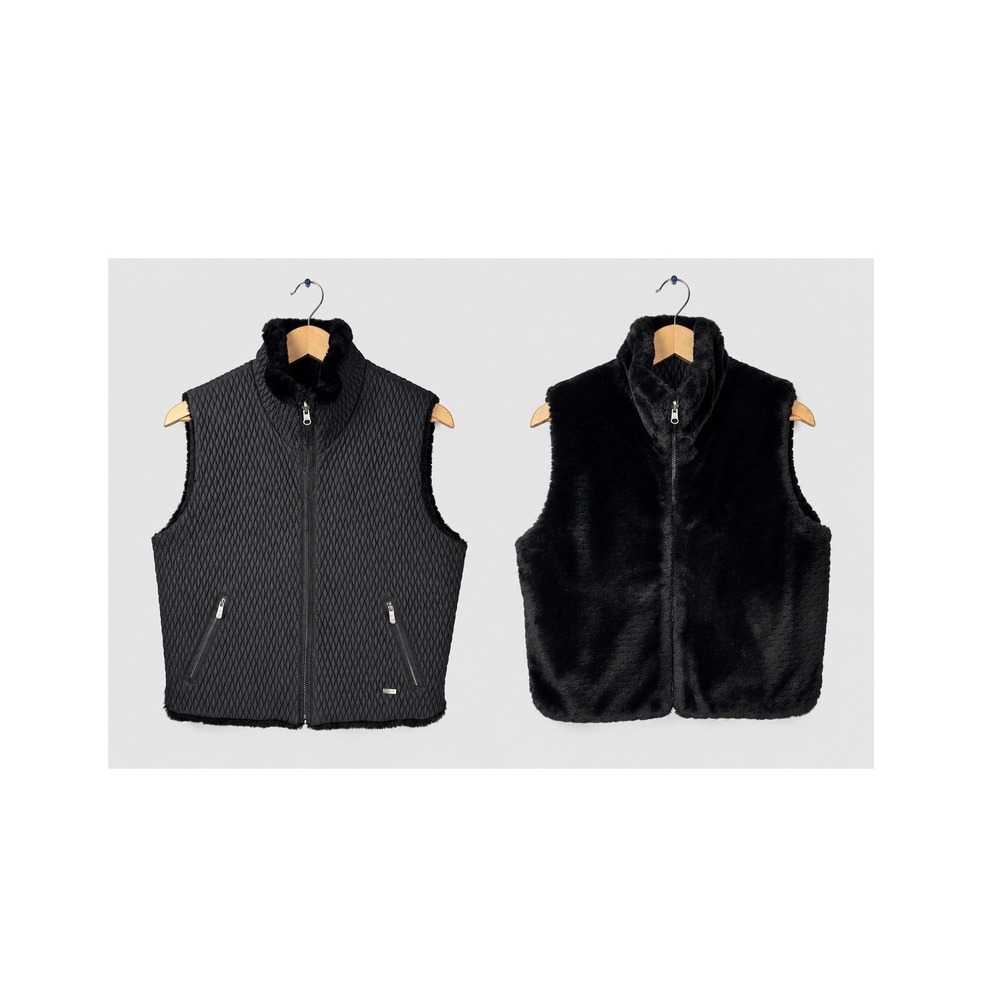 Metropolis Legacy Couloir Reversible Faux Fur Quilted Ski Vest Black Size 12